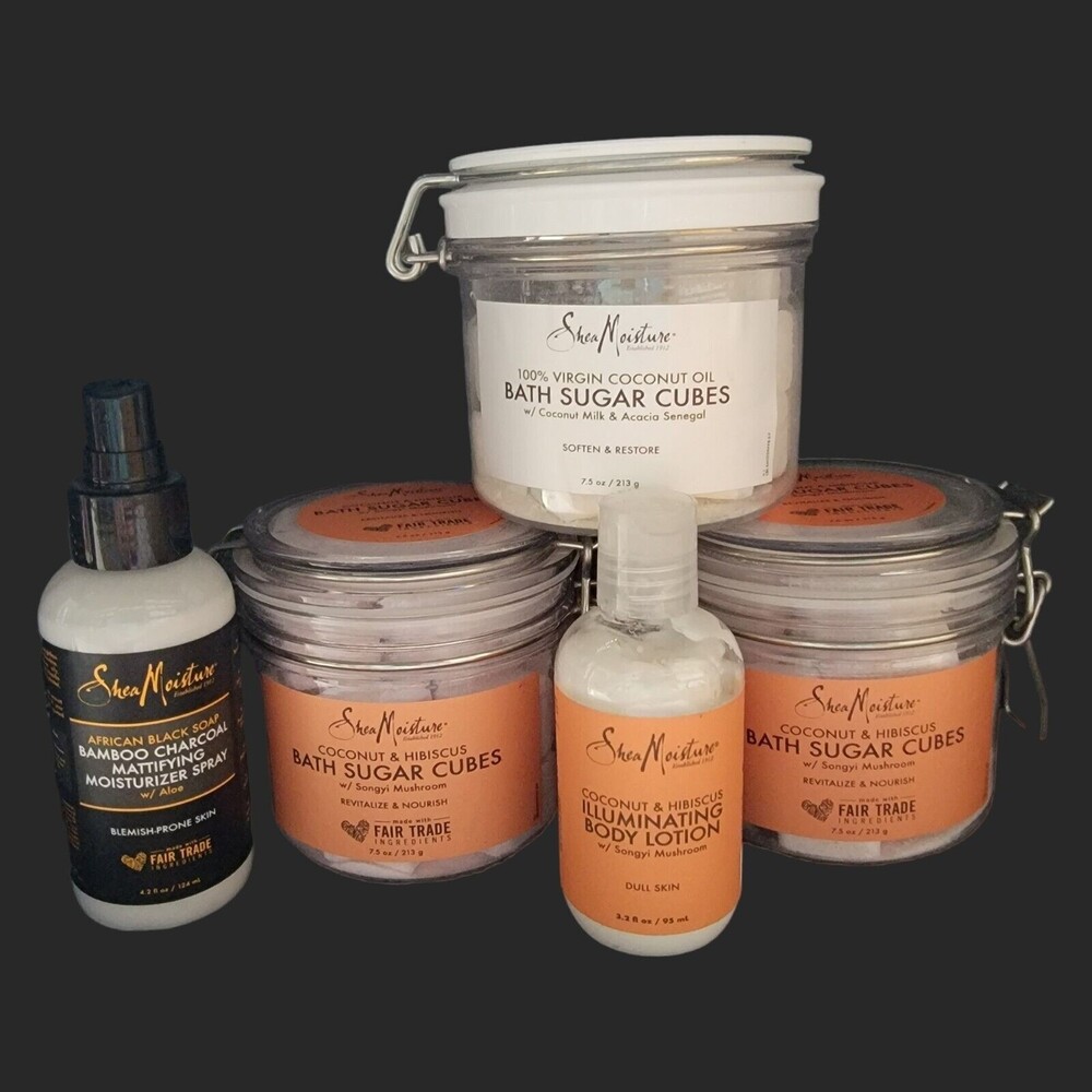 5 Shea Moisture Coconut Oil Bath Sugar Cubes Hibiscus Body Lotion Moisture Spray